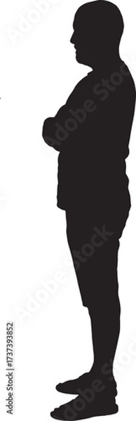 Fototapeta silhouette of side view of a man standing summer clothes and arms crossed