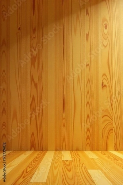 Obraz Warm honey-toned wood, smooth surface, subtle grain, natural, surface, wooden