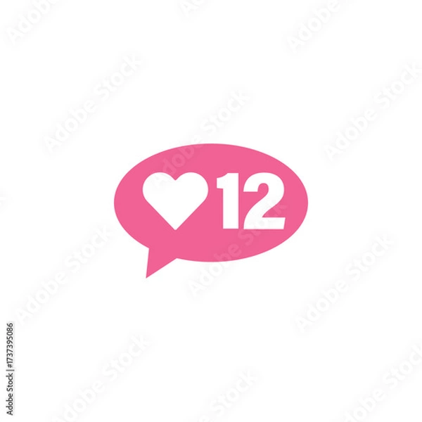 Fototapeta Pink bubble Button Like Icon Vector design. Illustration Love like social media feed.