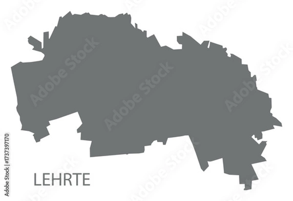 Fototapeta Lehrte city map with boroughs grey illustration silhouette shape