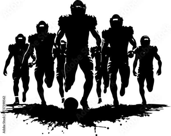 Fototapeta American Football Team Charge with Splatter Vector Bundle