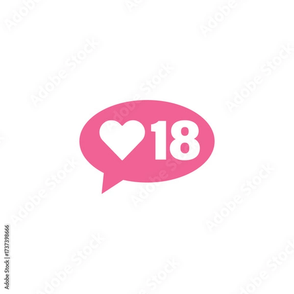 Fototapeta Pink bubble Button Like Icon Vector design. Illustration Love like social media feed.