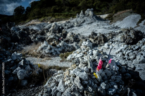 Obraz 秋の夕方の宇曾利山湖　恐山