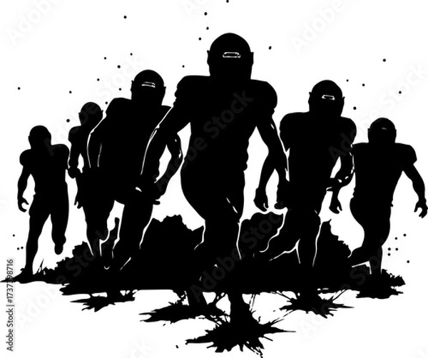Fototapeta American Football Team Charge with Splatter Vector Bundle
