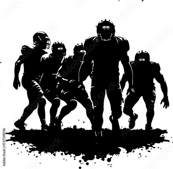 Fototapeta American Football Team Charge with Splatter Vector Bundle