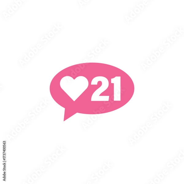 Fototapeta Pink bubble Button Like Icon Vector design. Illustration Love like social media feed.