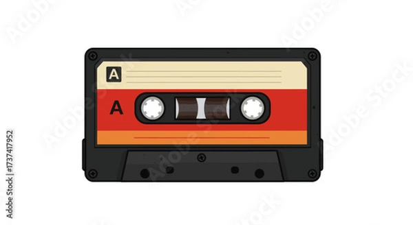 Fototapeta Retro Cassette Tape Illustration with Red and Orange Color Scheme