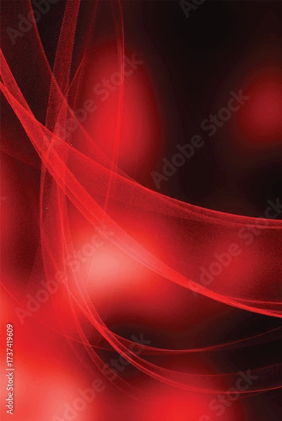 Fototapeta Abstract red neon glowing fractal on black background	