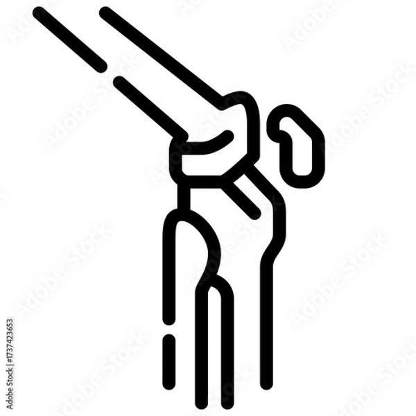 Fototapeta Knee outline icon simplified line drawing depicts a human knee joint with minimalist clean design.