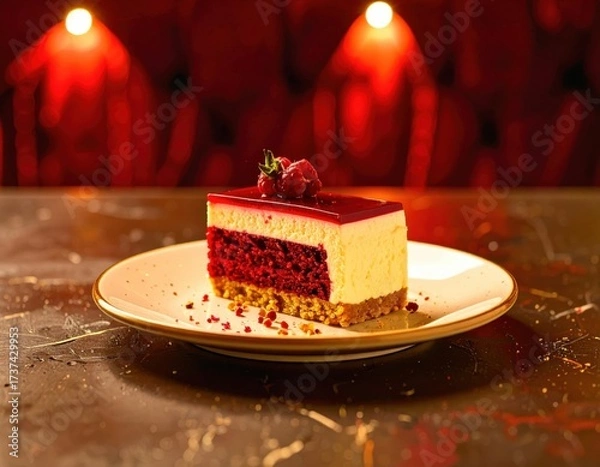 Fototapeta A lone slice of cake on a plate