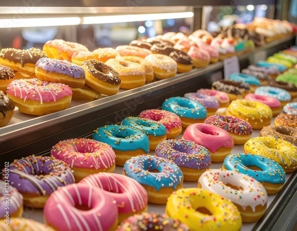 Fototapeta An array of colorful donuts