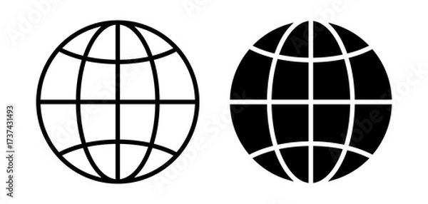 Fototapeta Globe icon set. World icon. Planet Earth, world map in different variations.