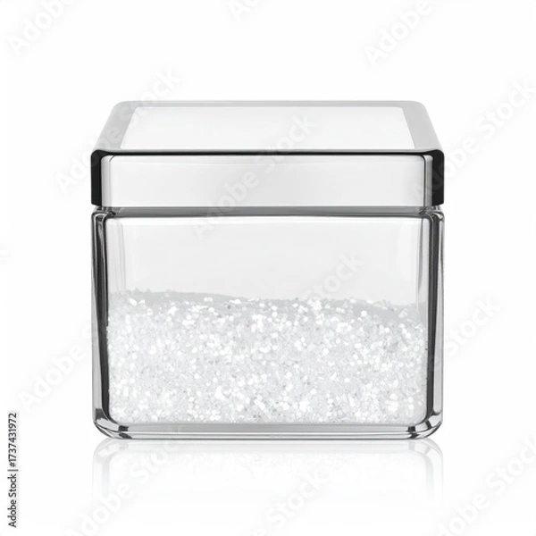 Obraz Square clear container with sparkling crystals inside