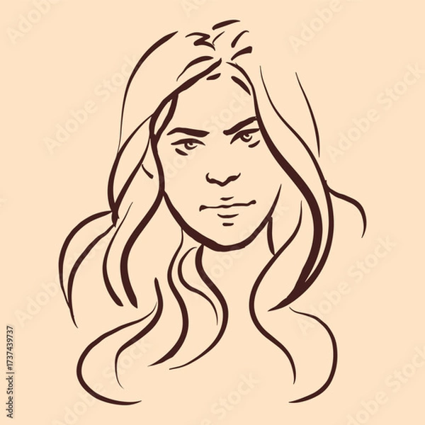 Fototapeta abstract of a girl with long hair vector for illustration card decoration
