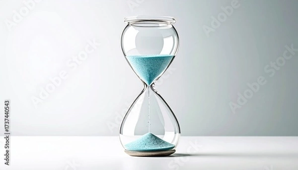 Fototapeta Hourglass with water instead of sand, flowing calmly, time and mindfulness concept