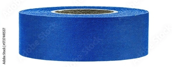Fototapeta A roll of vibrant blue abrasive tape, tightly wound on a central core, isolated on a white background