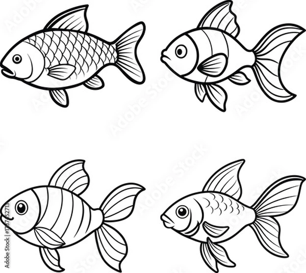Obraz Tropical fish collection isolated on white
