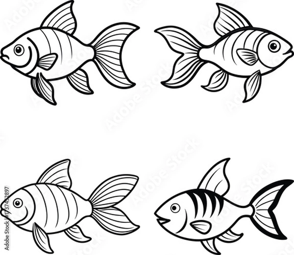 Obraz Tropical fish collection isolated on white
