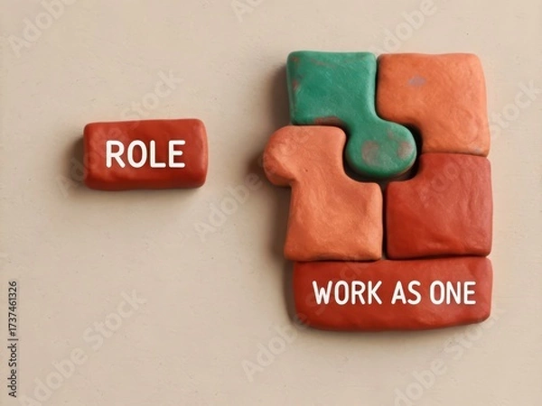 Fototapeta Team Collaboration Concept with Colorful Puzzle Pieces on Surface