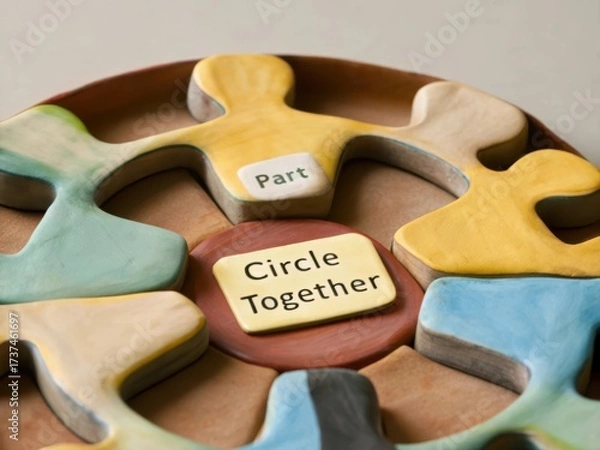 Fototapeta Colorful Puzzle Pieces on a Tray Representing Collaboration and Unity