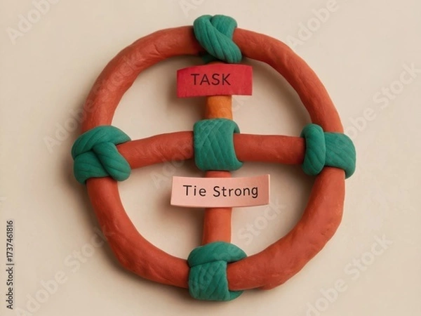 Fototapeta Colorful clay model demonstrating task management and strong ties