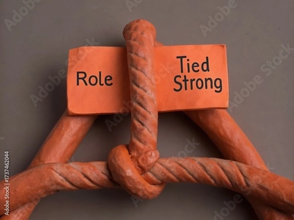 Fototapeta Rope with Labels Representing Role and Tied Strong Connection