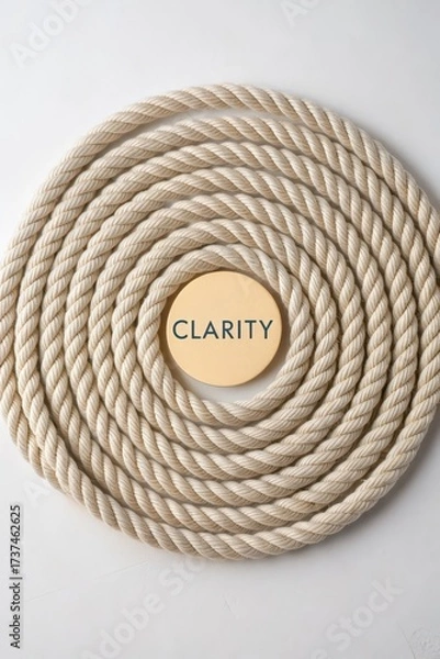 Fototapeta Circular Rope Design with Clarity Word in Center on White Background