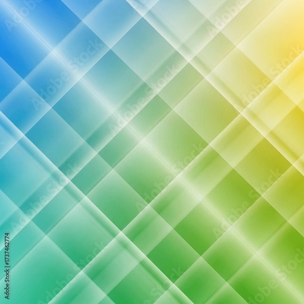 Fototapeta Vibrant abstract background with geometric lines and a blue, green, yellow gradient.