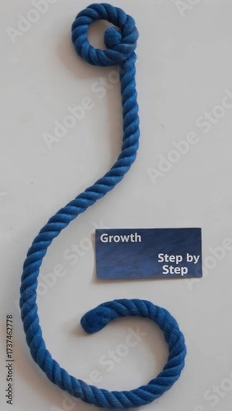 Fototapeta Blue Rope Loop Symbolizing Growth and Progress Step by Step
