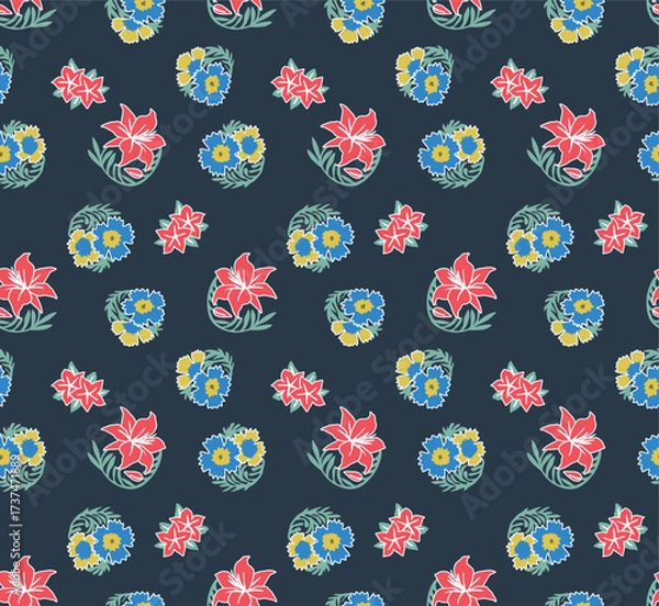 Fototapeta Japanese Classic Flower Motif Vector Seamless Pattern