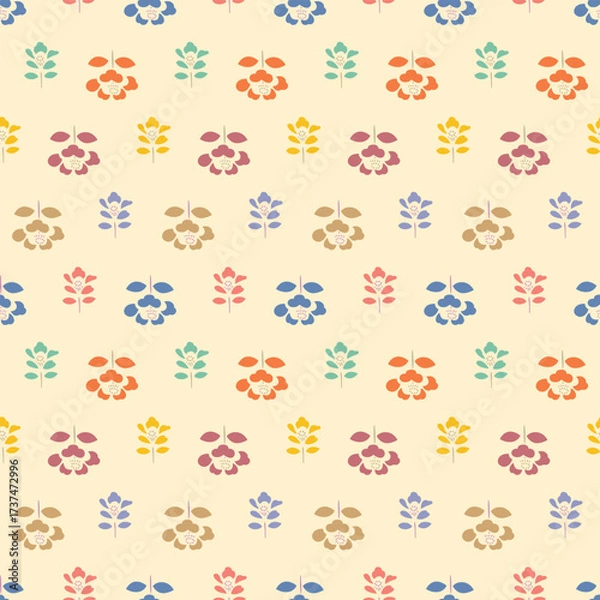 Fototapeta Japanese Flower Leaf Motif Vector Seamless Pattern