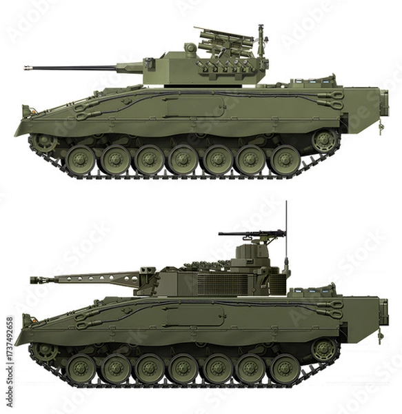 Obraz A collection of concepts for infantry fighting vehicles based on the Pizzaro (top: VCI Pizzaro, bottom: Pizzaro 35mm). Individual images, in full size, can be found in the portfolio