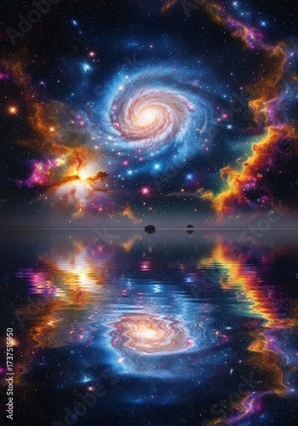 Fototapeta A stunning planet and galaxy in the universe with nebula clouds and light glow