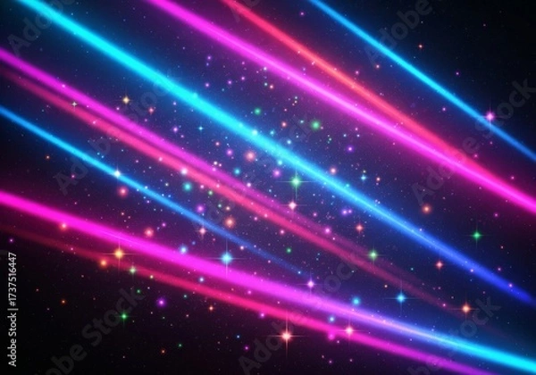 Fototapeta An abstract blue sky with starry galaxy stars and cosmic light nebula design
