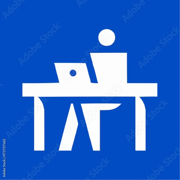 Fototapeta Focused person working diligently on laptop at modern desk, symbolizing productivity and success in a professional setting