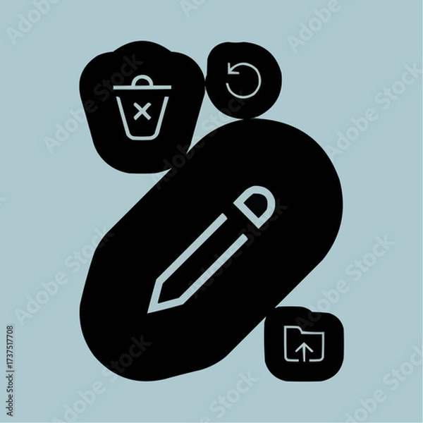 Fototapeta Organize your digital life with essential editing tools like delete, refresh, and upload icons for seamless workflow and productivity