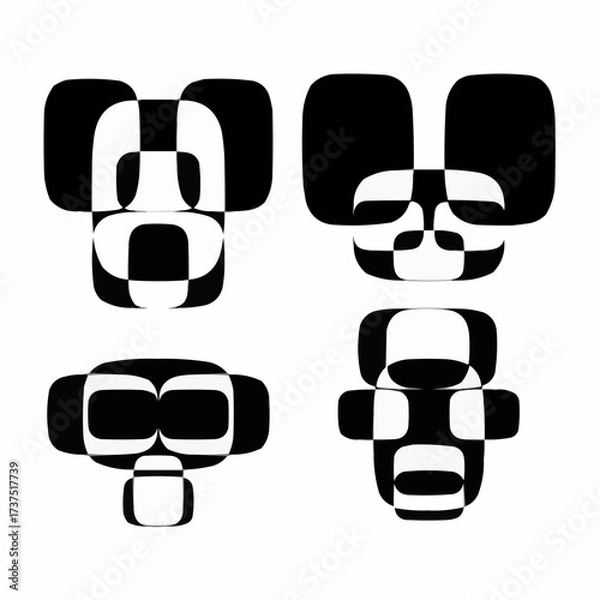 Fototapeta Dynamic abstract shapes create modern geometric patterns with a striking black and white contrast perfect for graphic design