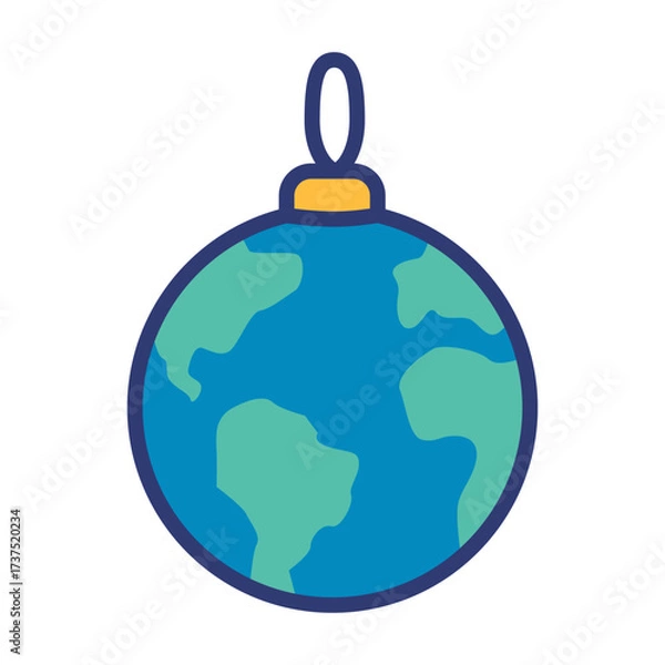 Fototapeta A Christmas ornament designed as planet Earth, a global holiday icon symbolizing the message of peace on Earth, international unity, and environmental awareness during the festive season