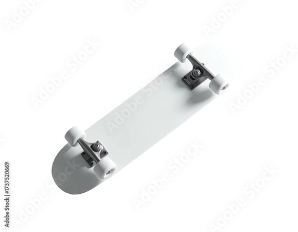Obraz A pristine white skateboard on a black background, angled with subtle shadows