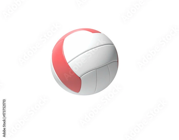 Obraz A volleyball is seen in a black background. It has white and red panels