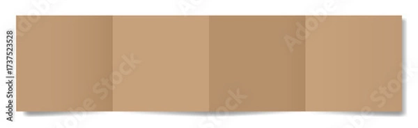 Fototapeta Four panel accordion fold. Brown folded paper sheet. Double gate fold. Square brochure	