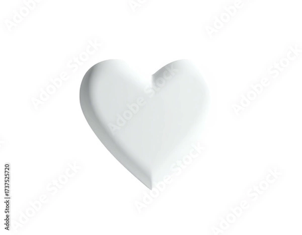Fototapeta A white, 3D heart floats on a black background, with soft shadows