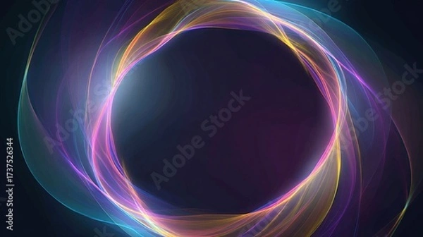 Fototapeta Circular, vibrant, ethereal ribbons of light swirl around a dark center, creating a glowing effect