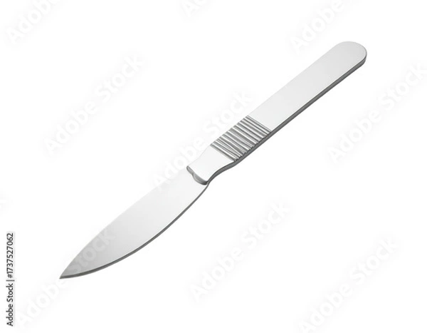 Fototapeta A medical scalpel with a blade and textured handle, isolated on a black background