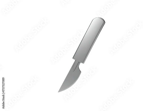 Fototapeta Sleek, metallic surgical blade against a stark black background, sharp edge visible