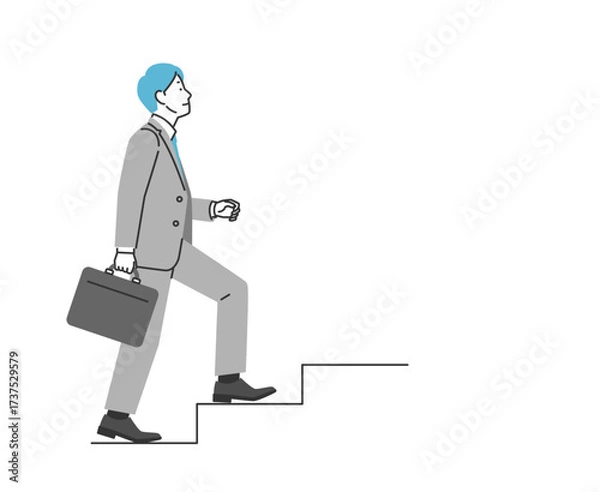 Fototapeta 階段を上がるビジネスマンのイラスト