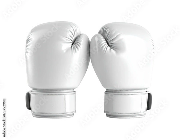Fototapeta Two white boxing gloves resting side-by-side