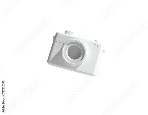 Obraz A white digital camera, seemingly floating against a stark black background