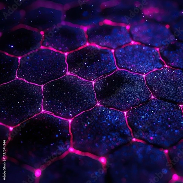 Obraz Cosmic honeycomb pattern with glowing pink lines