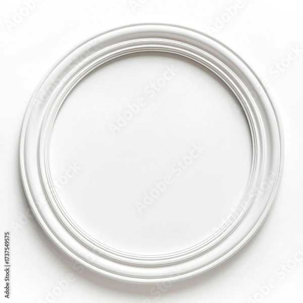 Obraz Empty white circular frame on a white background.